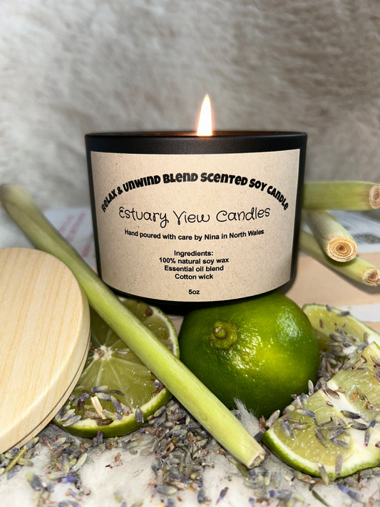 Relax & Unwind Essential Oil Blend Scented Soy Candle